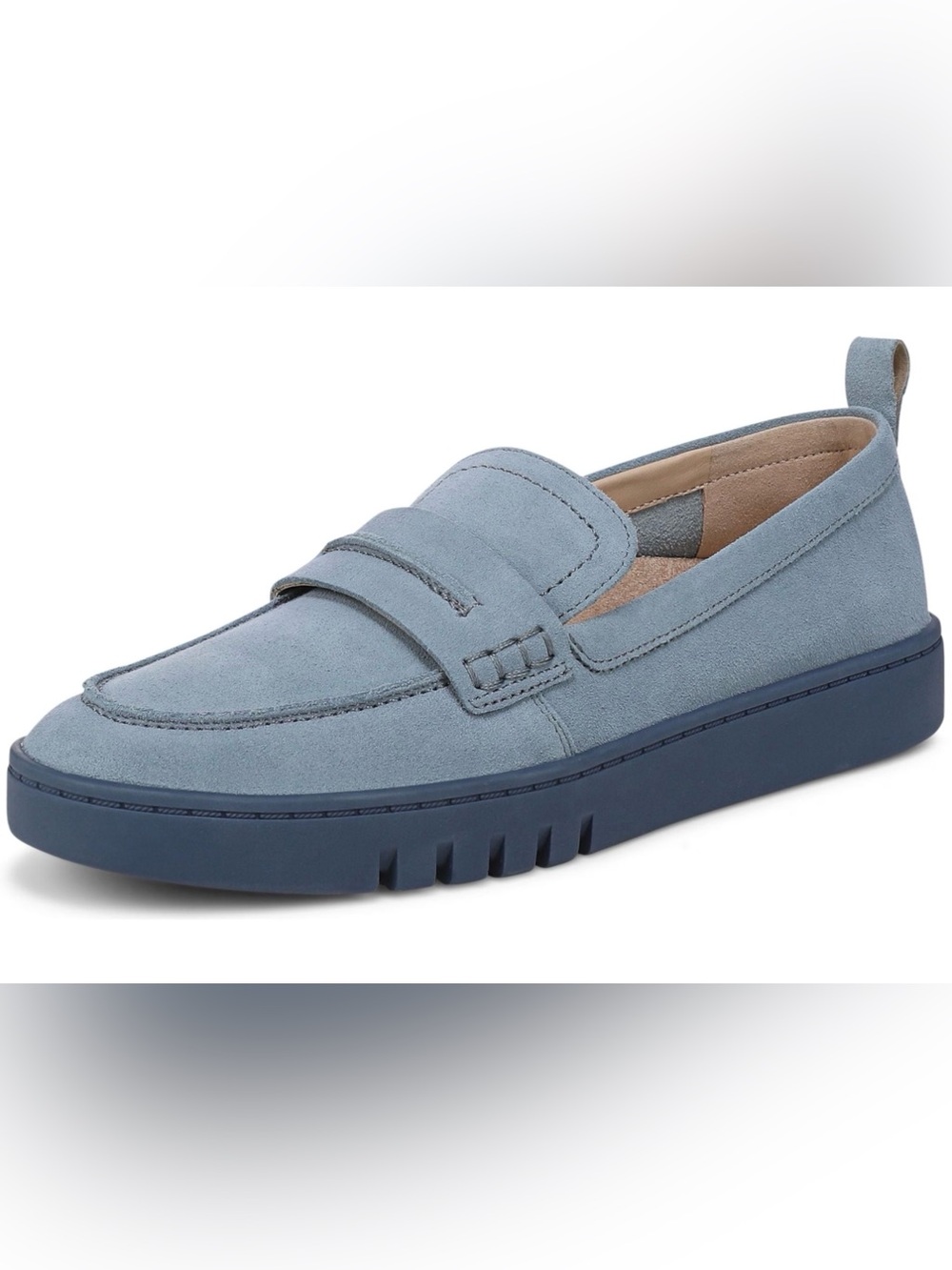 Vionic Light Blue Suede Slip-On Penny Loafer Size 8